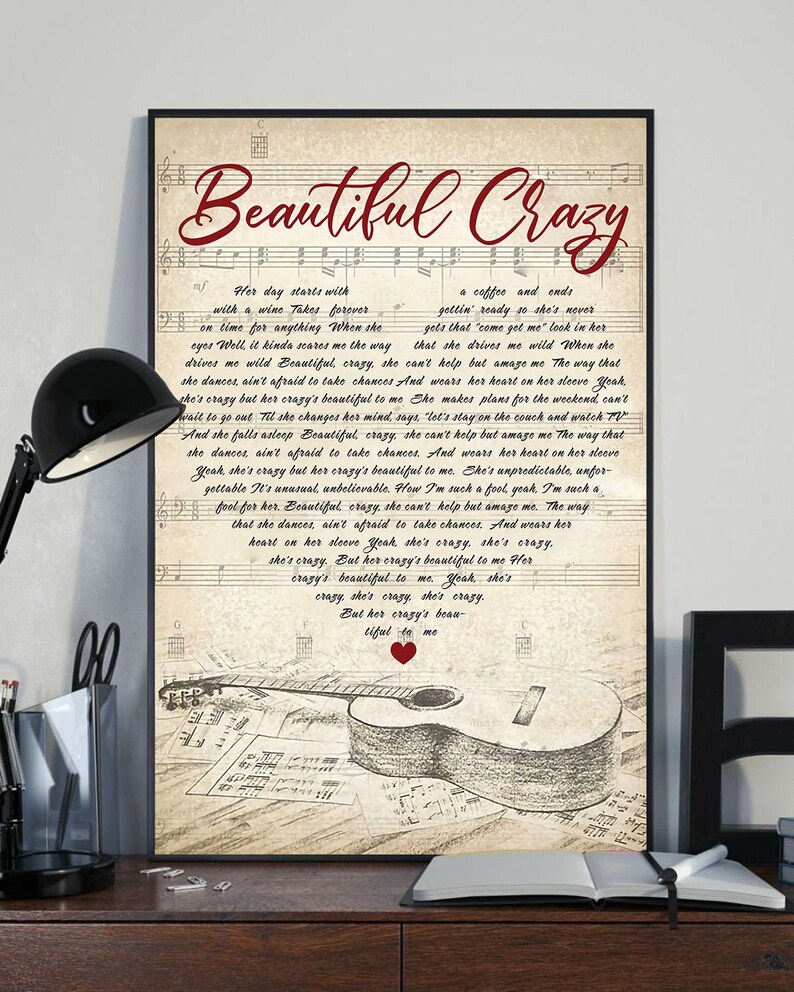 Luke Combs Beautiful Crazy Lyrics Poster Luke Combs
