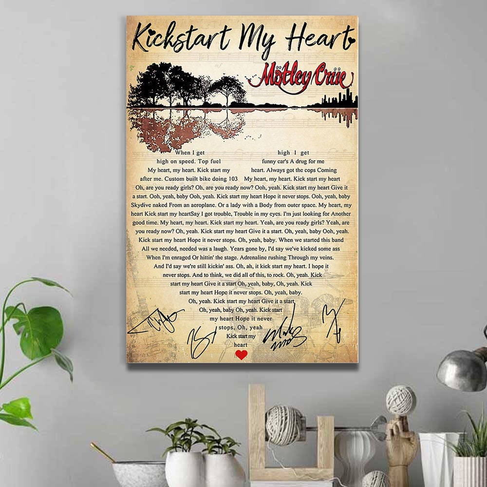 Mötley Crüe Kickstart My Heart Lyrics Song Poster Mötley Crüe Etsy