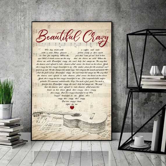 Luke Combs Beautiful Crazy Lyrics Poster Luke Combs Beautiful | Etsy