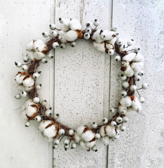 Couronne de Noël avec fleurs de coton séchées naturelles - Etsy France