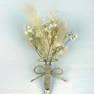 Boutonnière/Broche Mariage écru/bordeaux – Métal Argenté, Perles Et Tissu