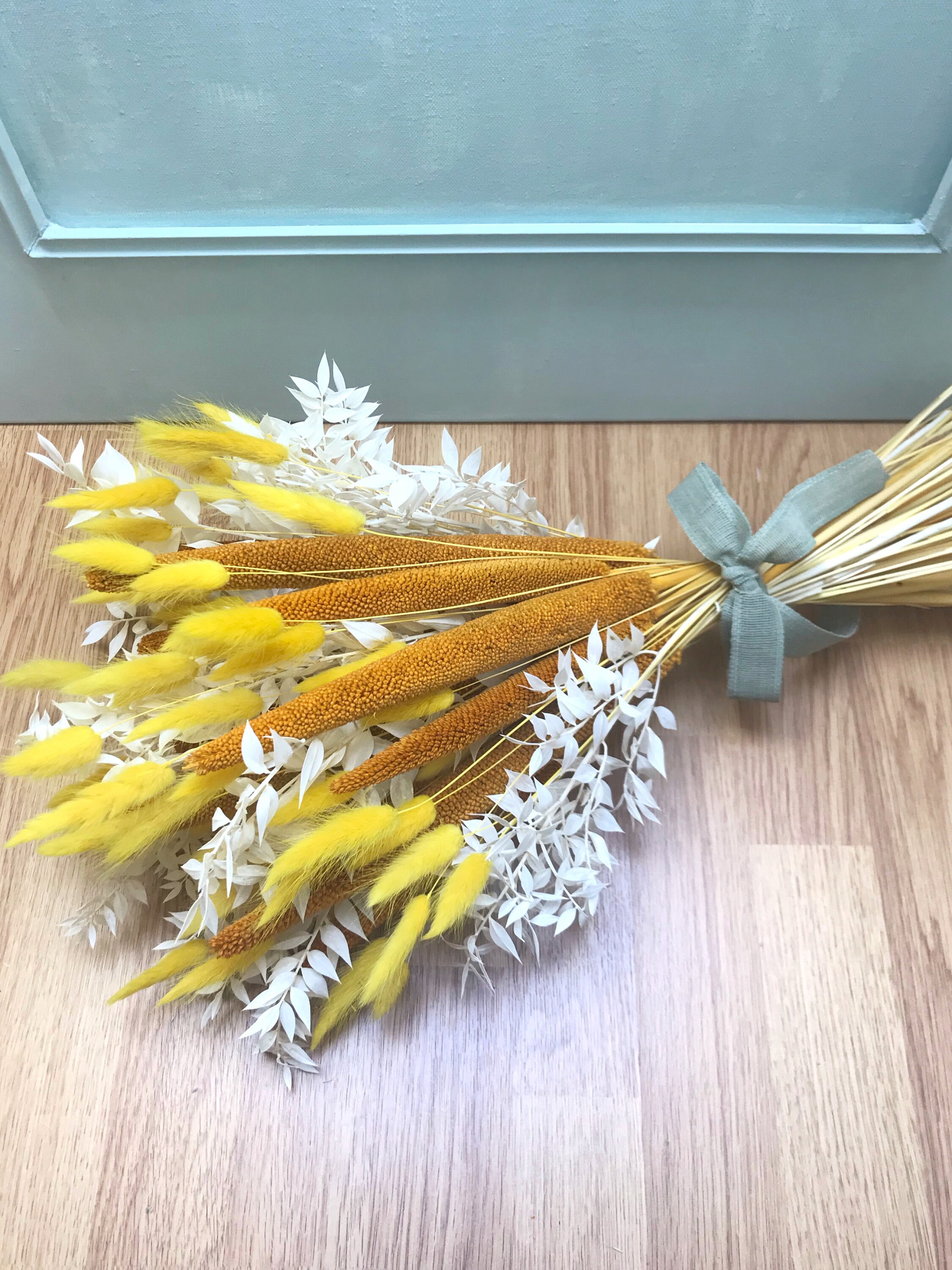 Maxi Bouquet de Fleurs Séchées Colorées Jaune Orange, Éternelles Naturelles, Décoration Champêtre