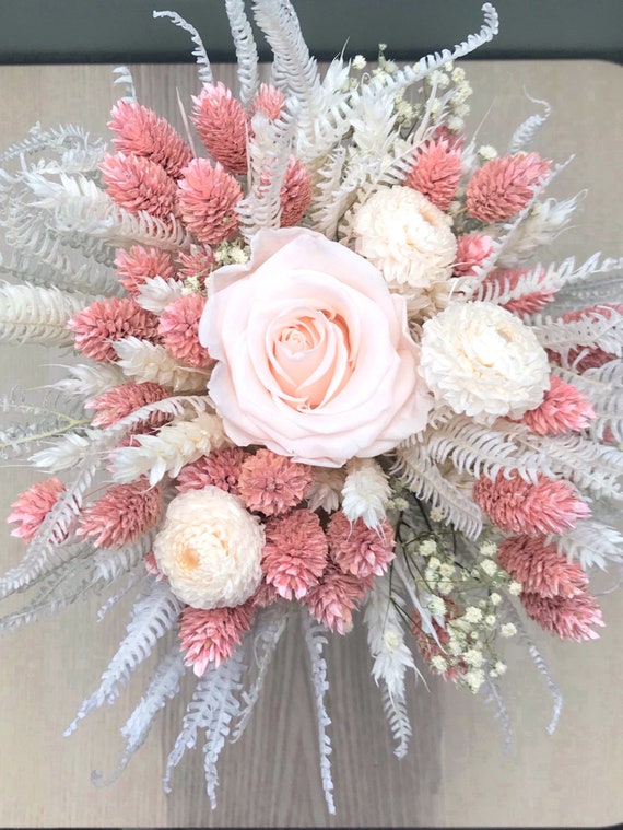 Bouquet de fleurs séchées rose vintage avec rose eternelle et - Etsy France