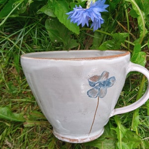 breakfast cup | XL 0.4L | Cornflower | hand-made light ceramic cup | coffee pot | blue white | Studio ceramics | Coffee mug cup