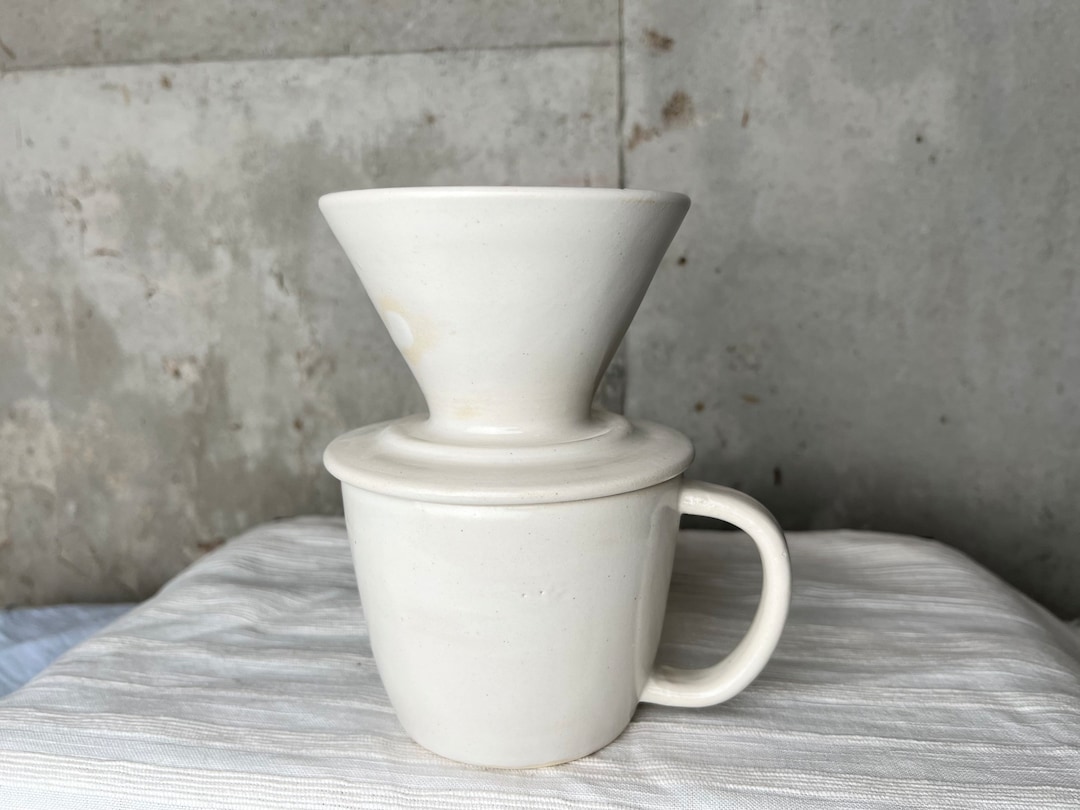 Ceramic Coffee Pour Over Set Hand Made Stoneware White Etsy