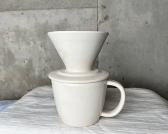 Ceramic Coffee Pour Over set Hand Made Stoneware, White