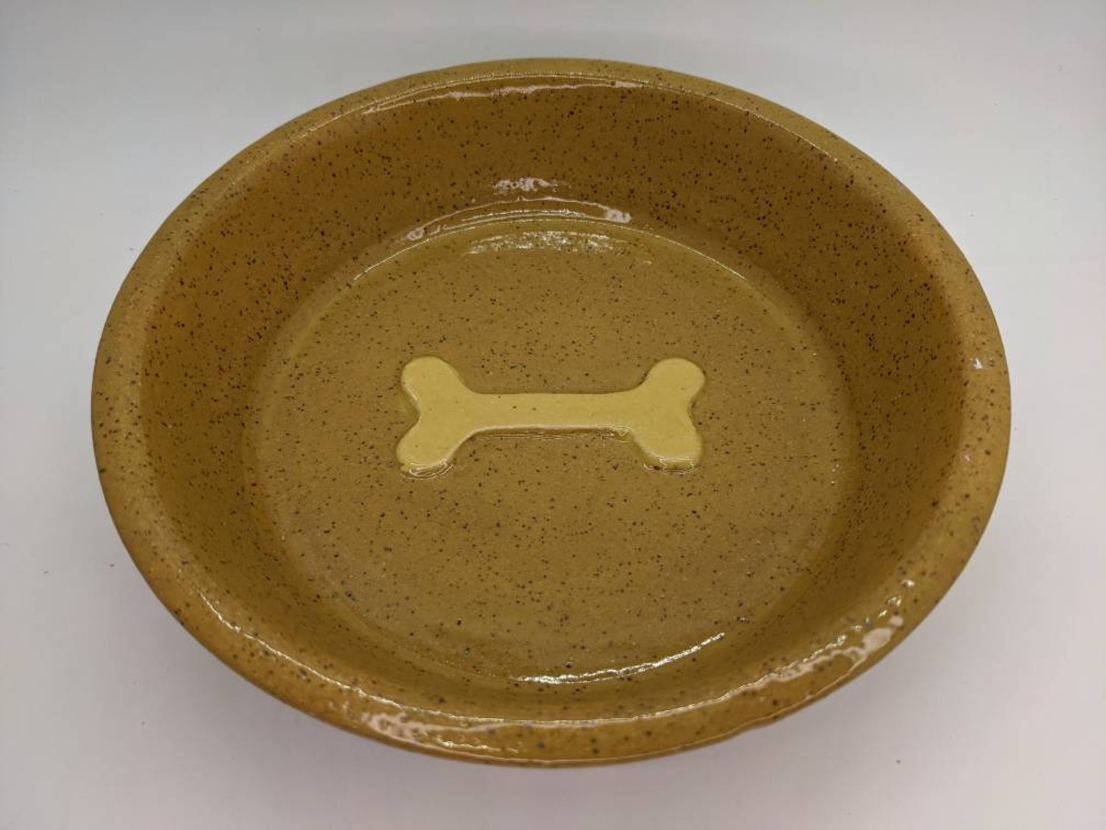 8 Large Ceramic Dog Bowl With Bone Detail Hand Made Etsy