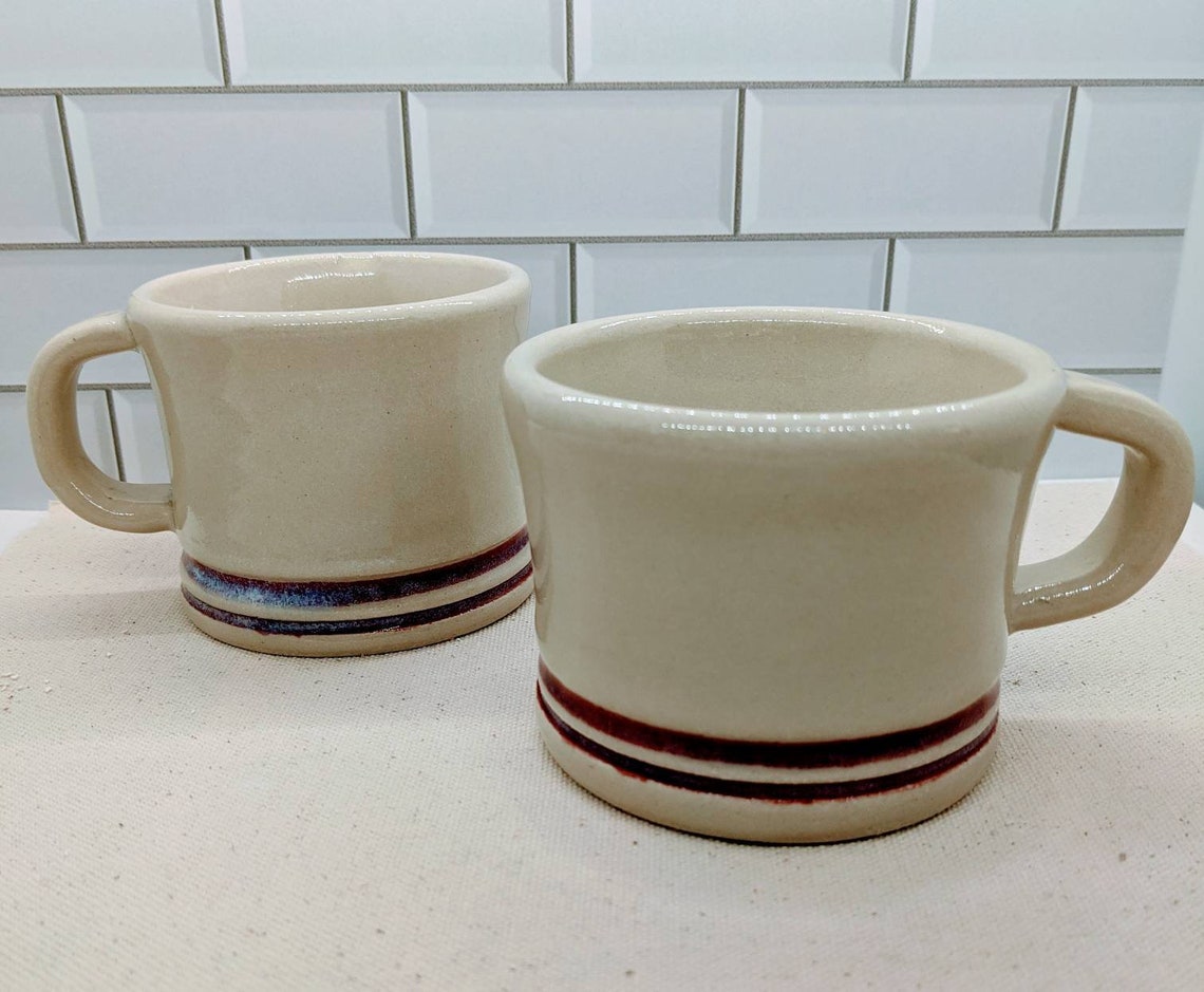 8oz Diner Style Coffee Mugs Set of 2 Hand Made Stoneware Etsy