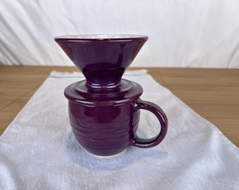 14 oz Coffee Pour Over set Hand Made Stoneware, Purple