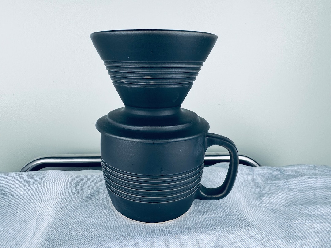 Ceramic 14 Oz Coffee Pour Over Set Hand Made Stoneware, Matte Black Etsy
