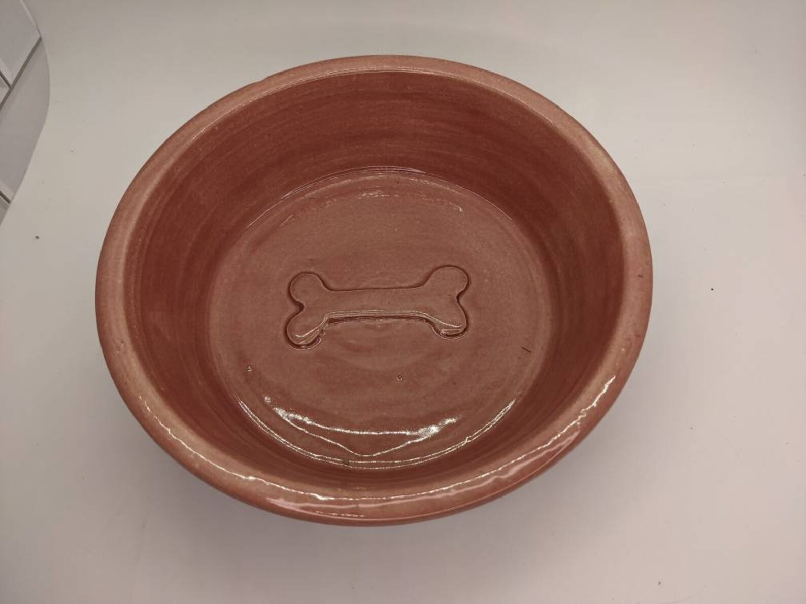 6 Medium Ceramic Dog Bowl With Bone Detail Hand Made Etsy