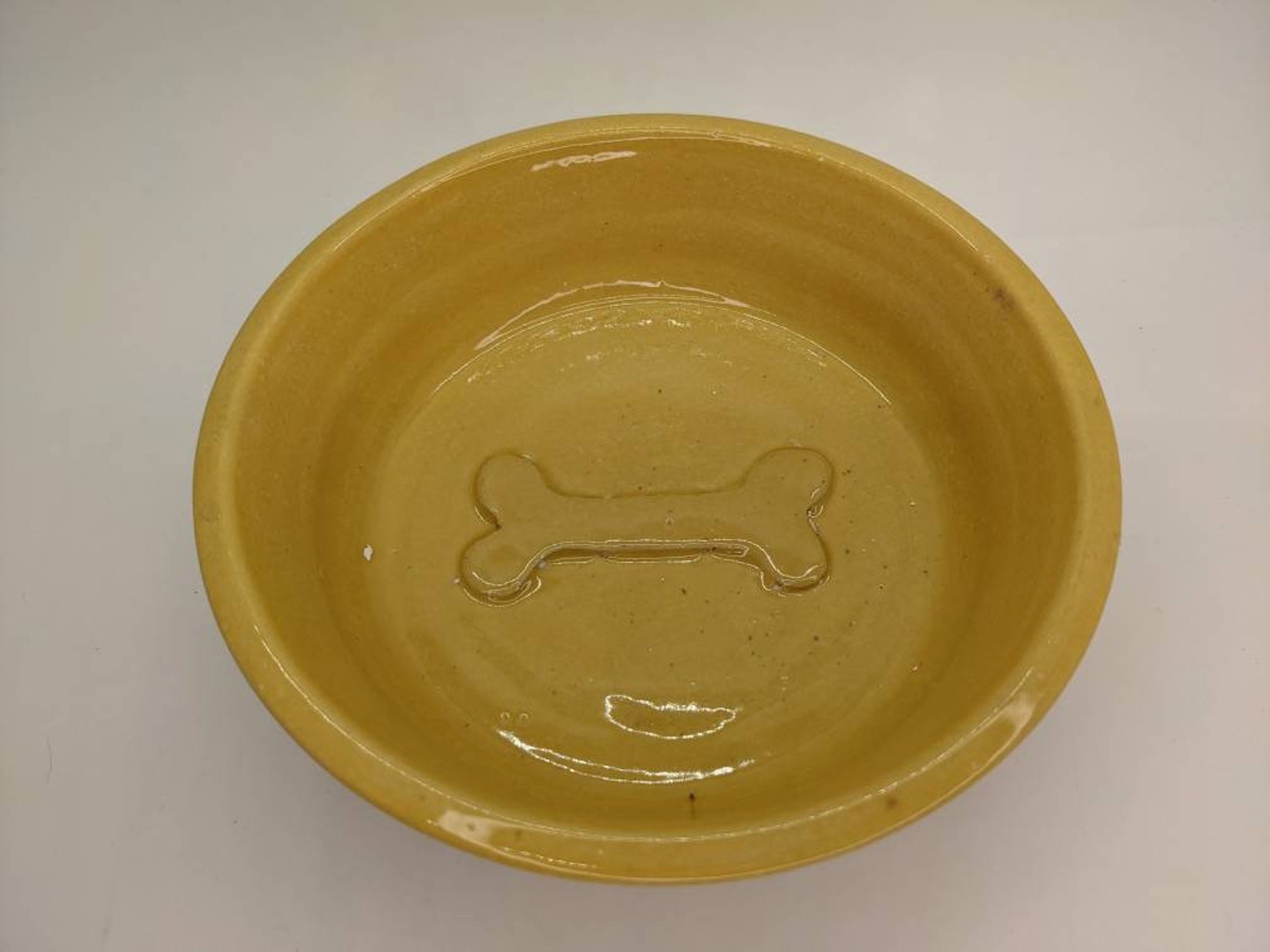6 Medium Ceramic Dog Bowl With Bone Detail Hand Made Etsy