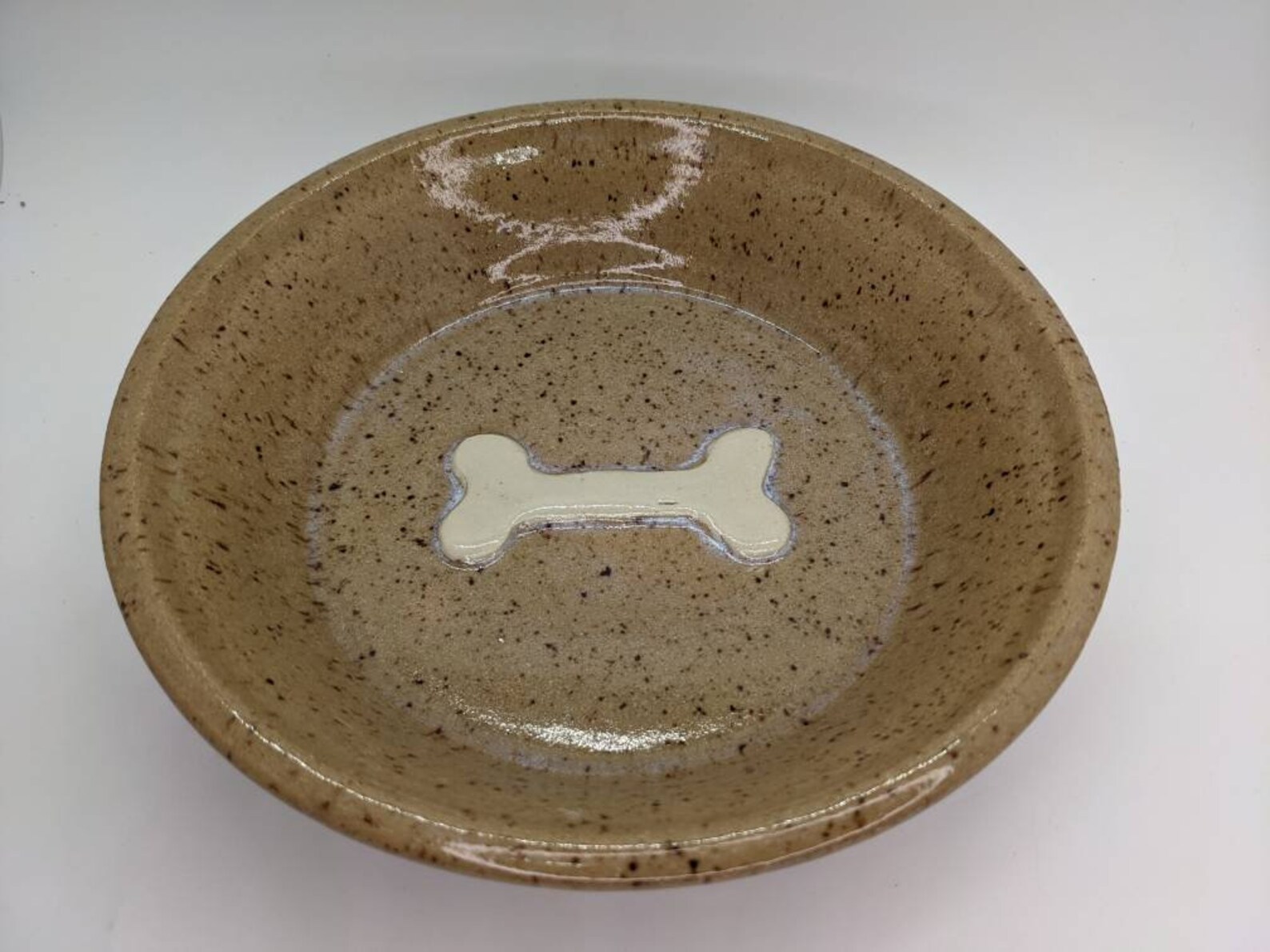 8 Large Ceramic Dog Bowl With Bone Detail Hand Made Etsy
