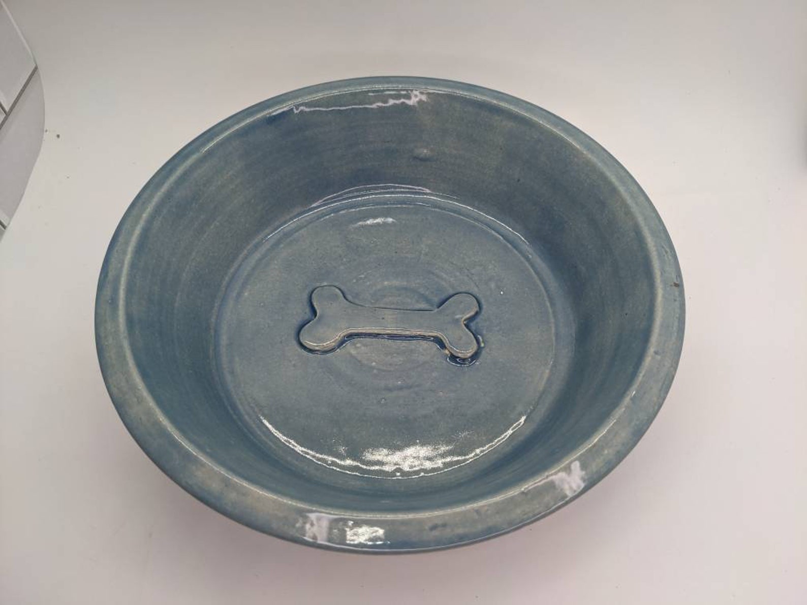 8 Large Ceramic Dog Bowl With Bone Detail Hand Made Etsy