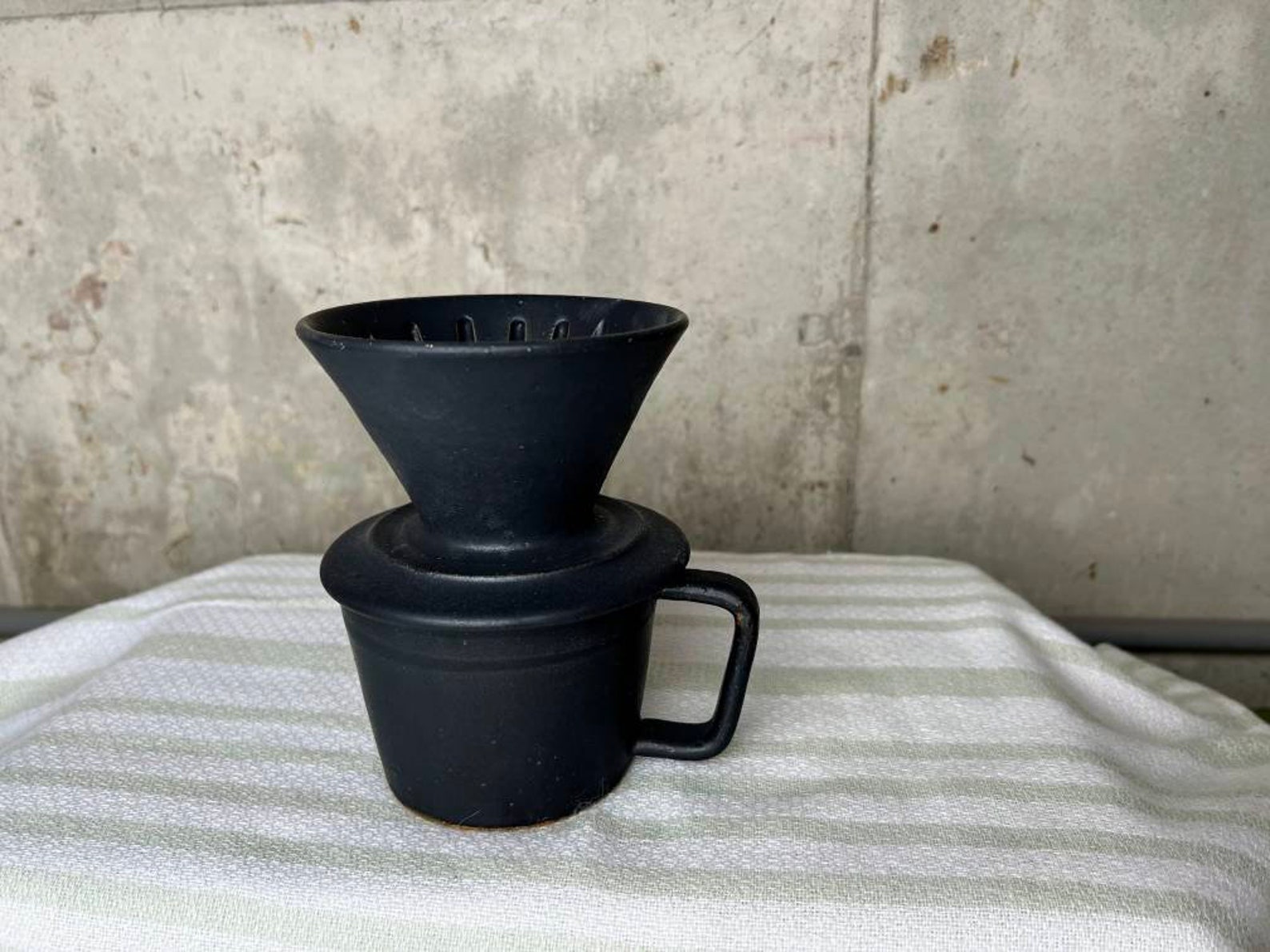 Ceramic Coffee Pour Over Set Hand Made Stoneware Black Etsy