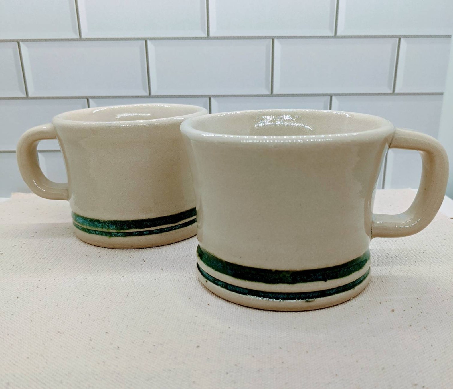 8oz Diner Style Coffee Mugs Set of 2 Hand Made Stoneware Etsy