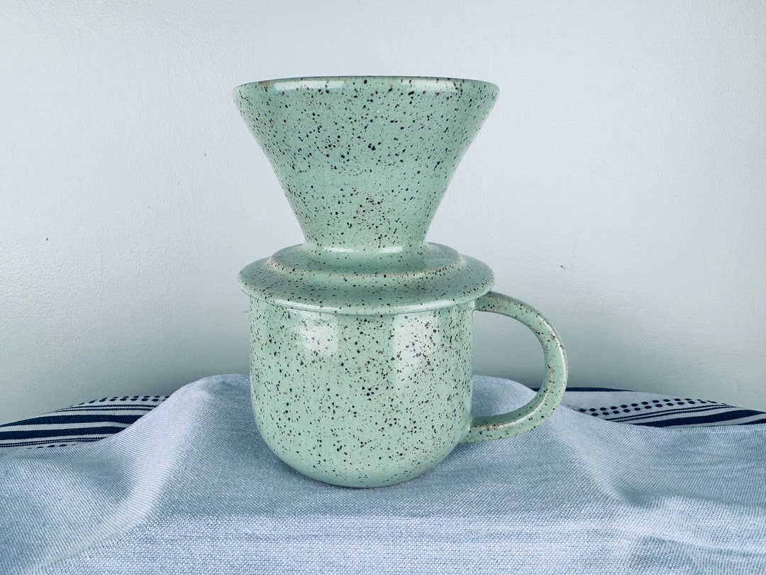 Ceramic Coffee Pour Over Set Hand Made Stoneware Jade Green Etsy