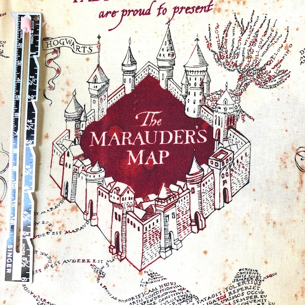 Marauders Map Knit Cotton Fabric.