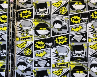 Tessuto di cotone con fumetti di supereroi da 1/4 di iarda