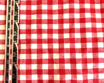 Red and White Buffalo Check Cotton Fabric