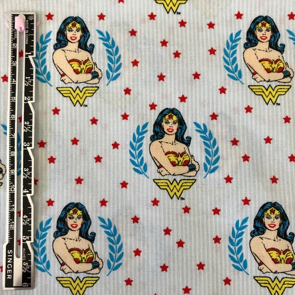 Superhero Wonder Woman with Stars Quilt Cotton Fabric