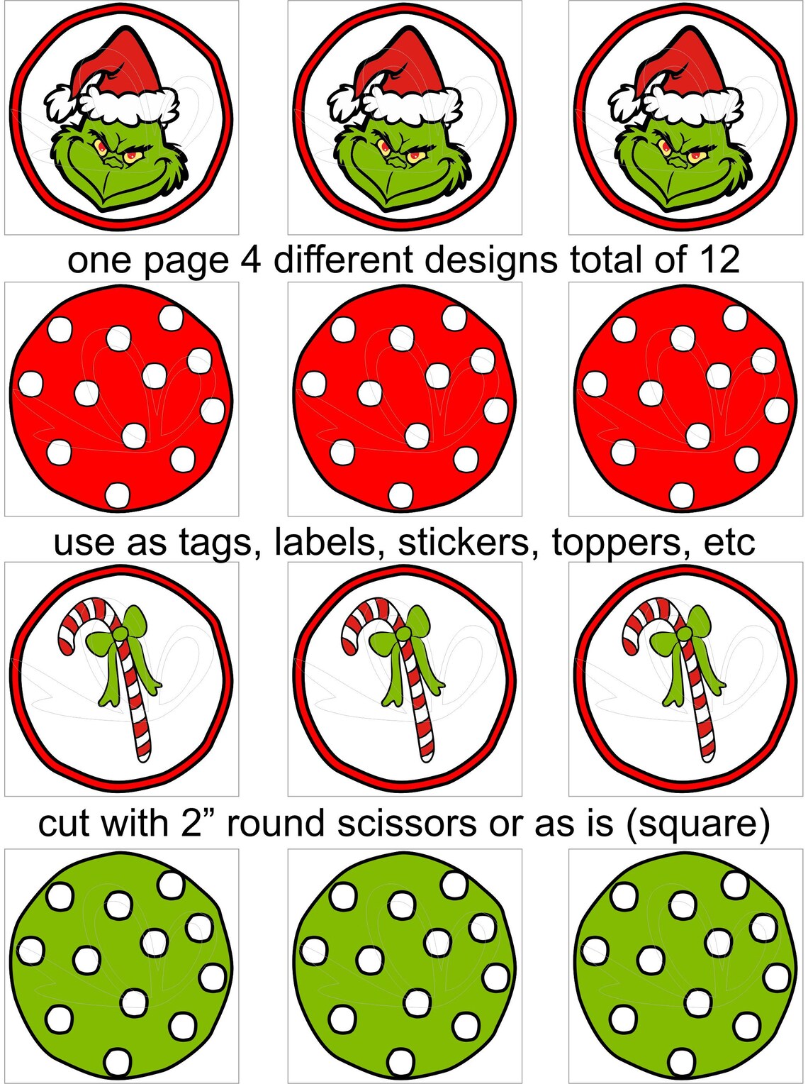 Grinch Cupcake Toppers - Etsy