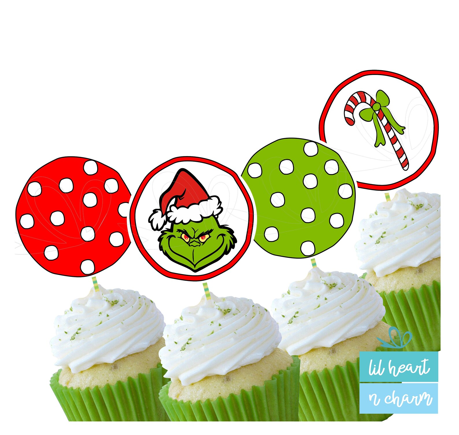 Grinch Cupcake Toppers - Etsy