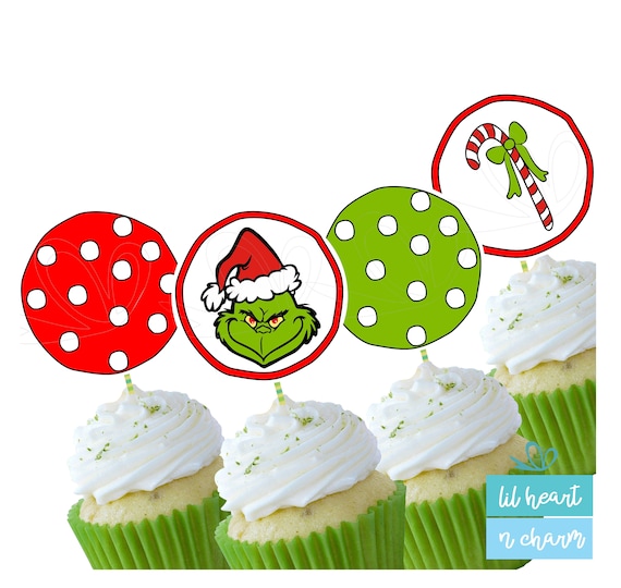 Grinch Cupcake Toppers Etsy