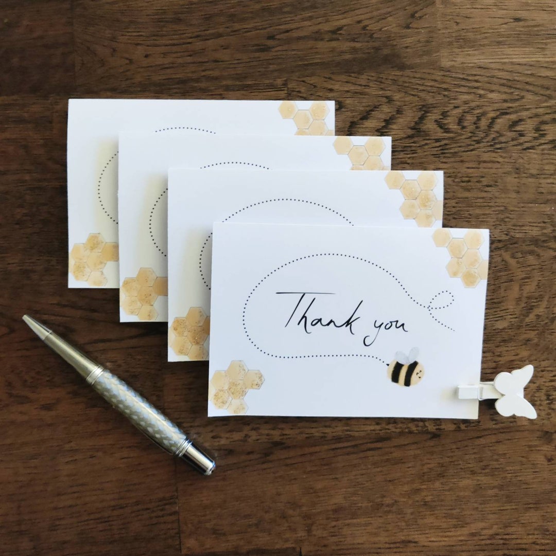 Bee Thank You Card Multipack of 4 Cards Stationery Set Thank You Note