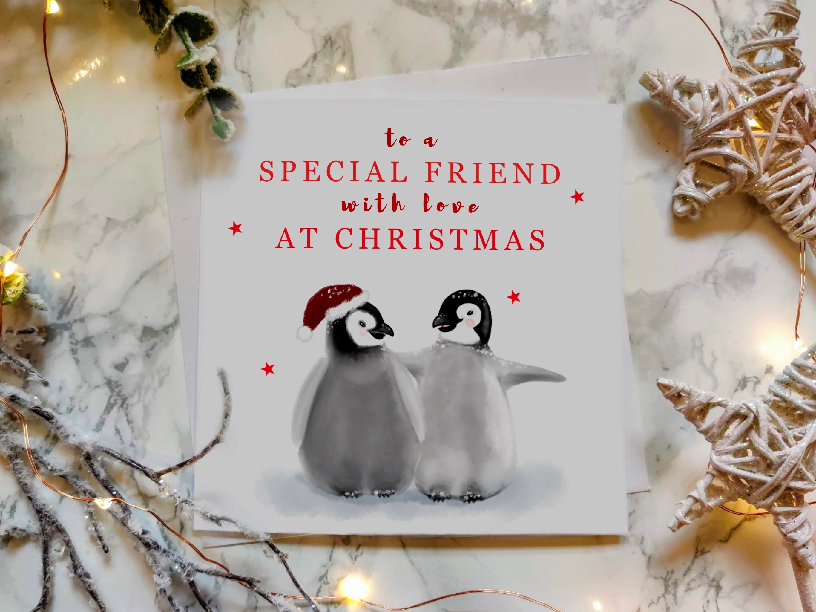 Christmas Card for Special Friend Cute Animal Christmas | Etsy