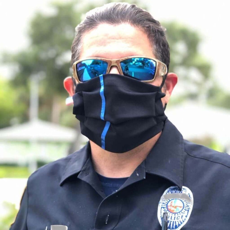 Thin Blue Line Reusable Face Mask Etsy