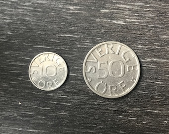 50 pcs 40/% silver coins Silver type coin lot Sweden 10 Ore 1942-1950