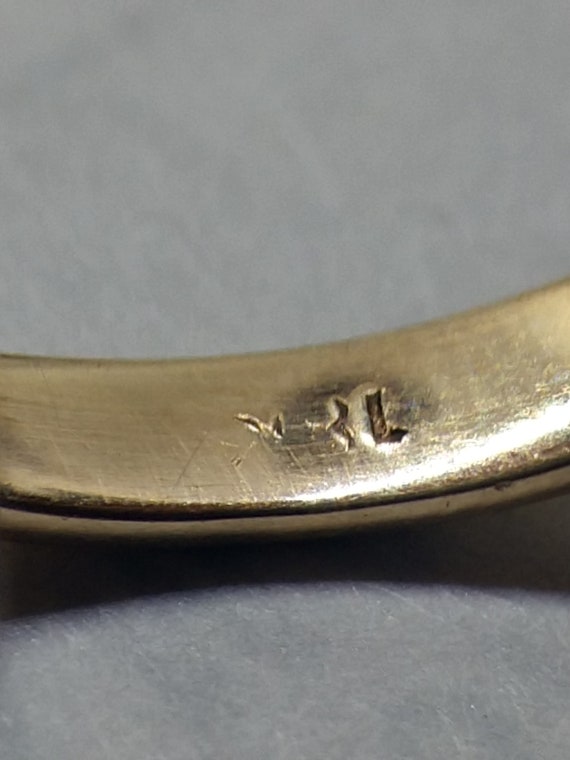 18k solid gold vintage flower garnets stone Ring - image 9