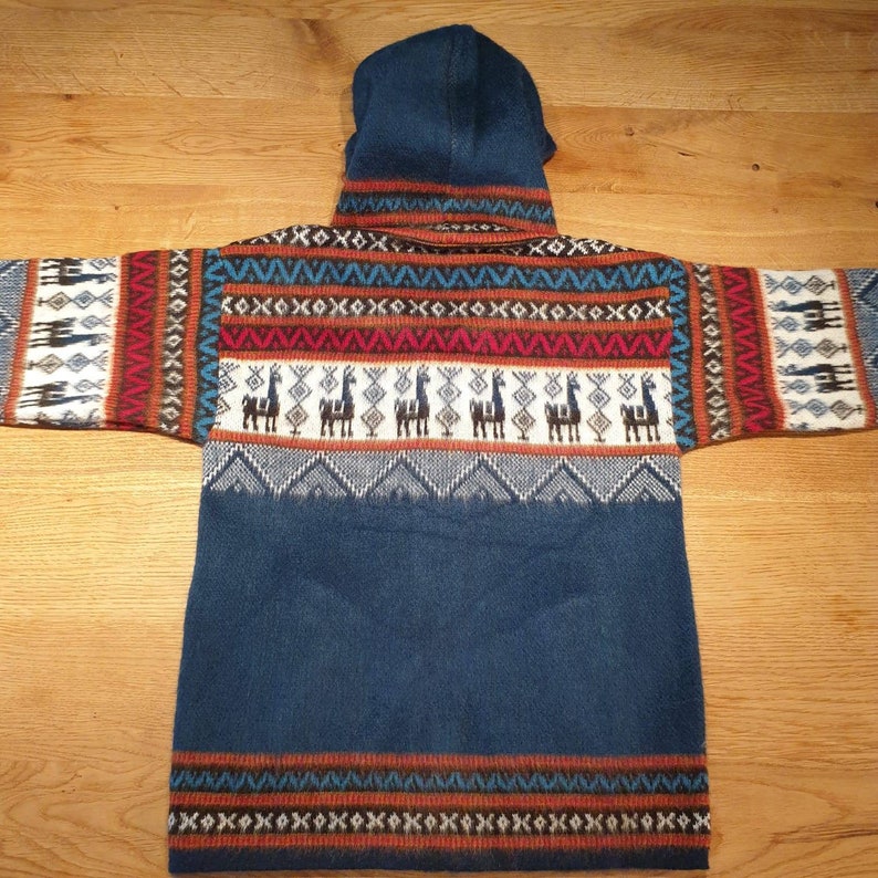 Veste douillette en laine de baby alpaga, pétrole avec motif, tailles 2 à 10 image 7