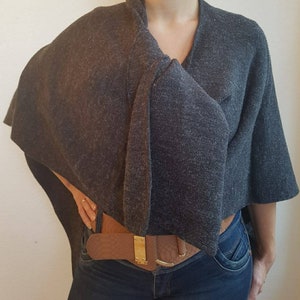 Soft poncho / cape made of baby alpaca wool, anthracite