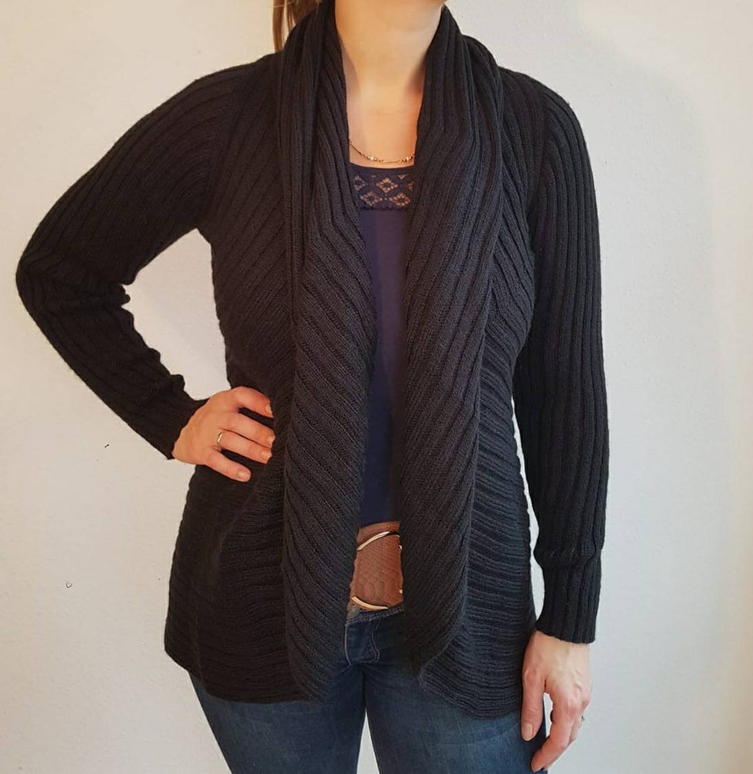 Alpaca Wool Circular Knit Jacket, Black, Reversible - Etsy