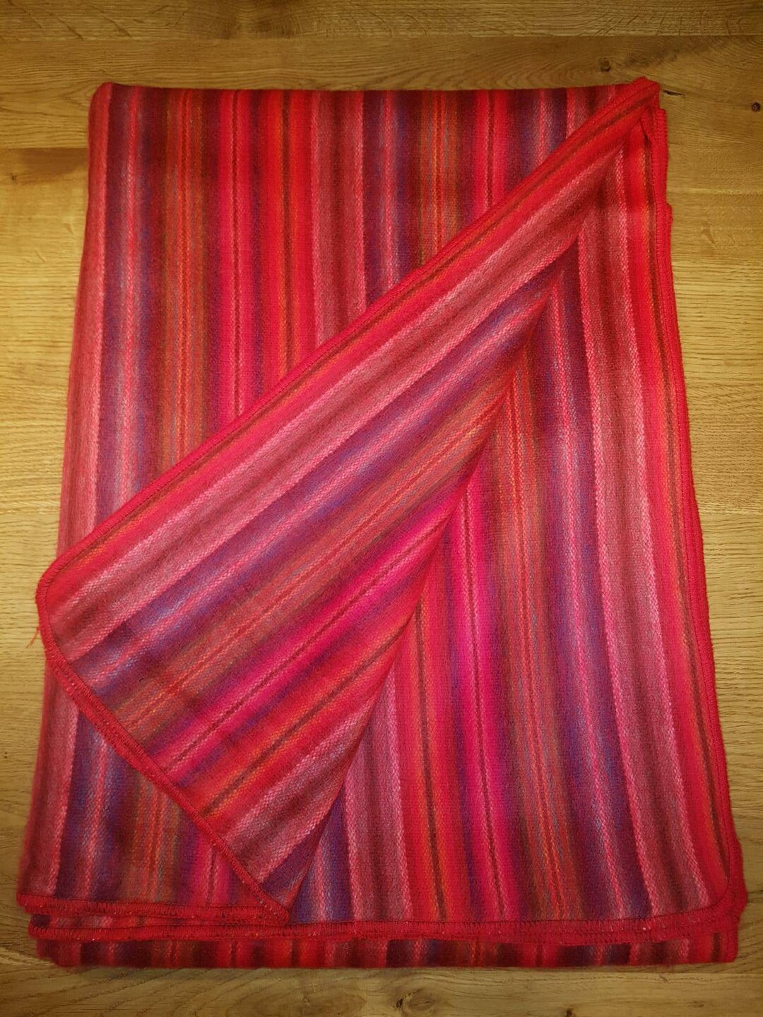 Baby Alpaca Wool Blanket Woven Unique Striped Reds Etsy