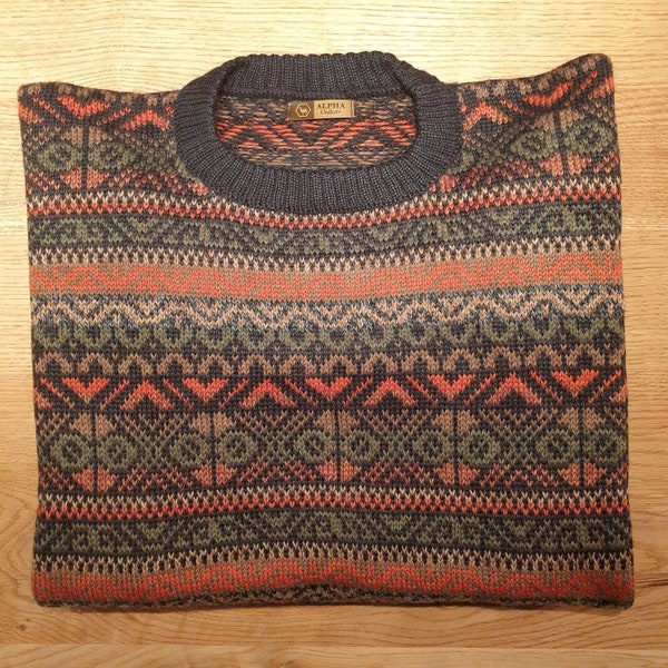 Sweater made of baby alpaca wool knitted unique multicolor