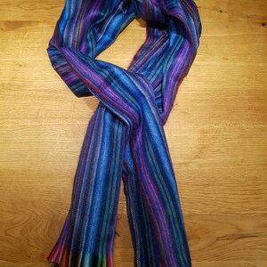 Cuddly soft scarf made of baby alpaca wool, stole, rainbow blue