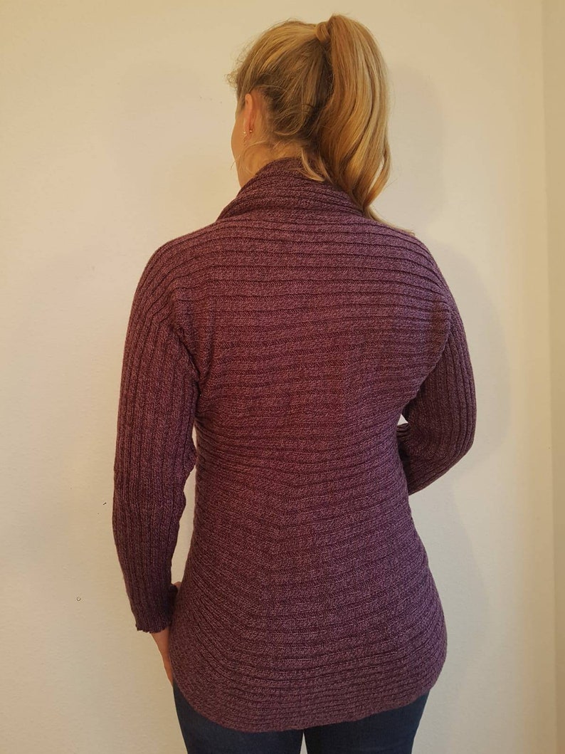 knitted unique lilac violet mottled Circular cardigan in alpaca wool