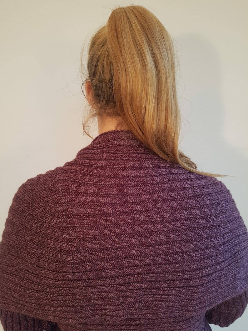 knitted unique lilac violet mottled Circular cardigan in alpaca wool