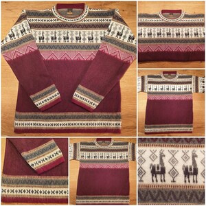 Red baby alpaca wool sweater with pattern image 9