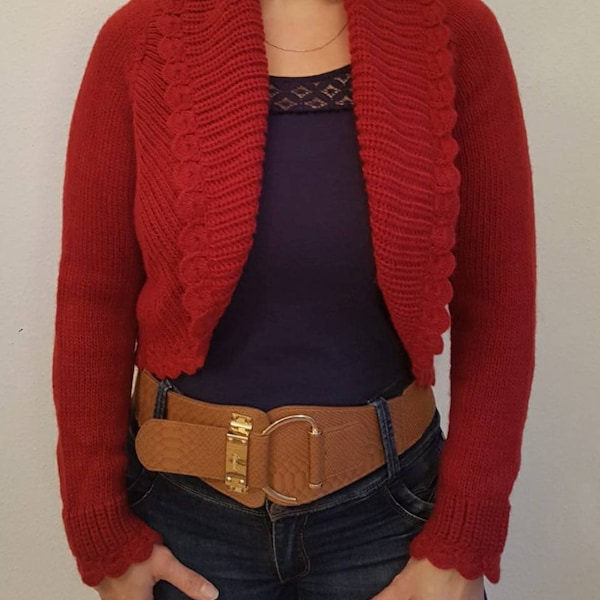 Bolero jacket made of baby alpaca wool, red