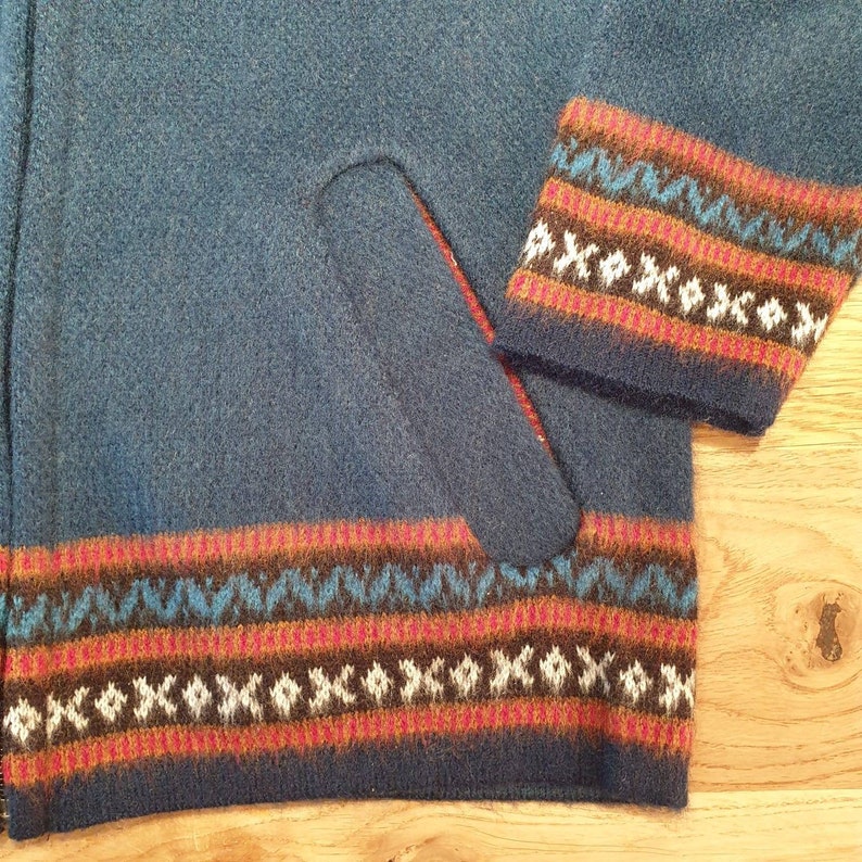 Veste douillette en laine de baby alpaga, pétrole avec motif, tailles 2 à 10 image 6