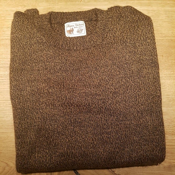 Classically elegant sweater made of baby alpaca wool, mottled brown, sizes M, L, XL