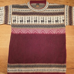 Red baby alpaca wool sweater with pattern image 5