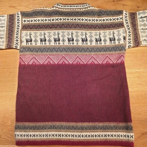 Red baby alpaca wool sweater with pattern image 7