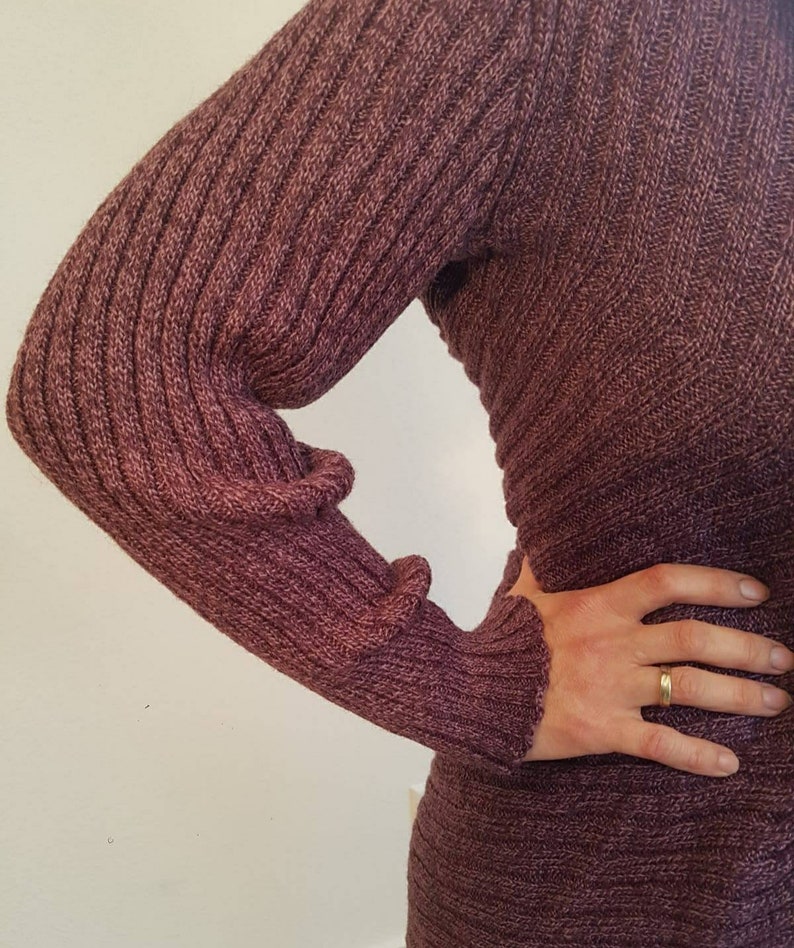 knitted unique lilac violet mottled Circular cardigan in alpaca wool
