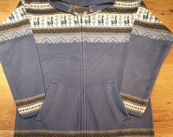 Cardigan made of baby alpaca wool, silver blue with pattern
