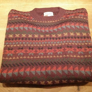 Kuschelig weicher Pullover aus Babyalpakawolle, gestricktes Unikat multicolor rot